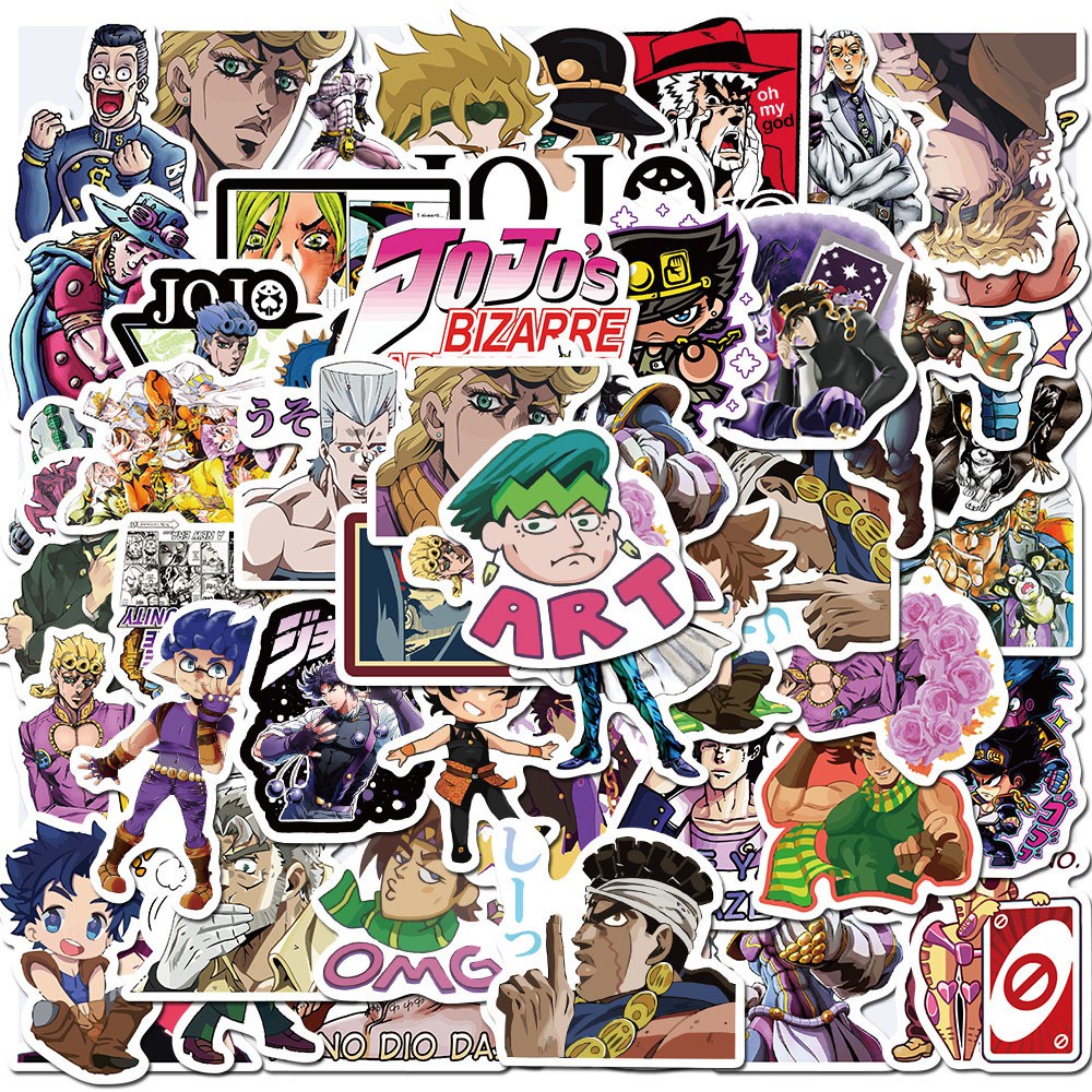 Bộ 50/ 25/ 10 Miếng dán pvc chống nước hóa trang anime Jojo Bizarre Adventure thích hợp cho Iphone