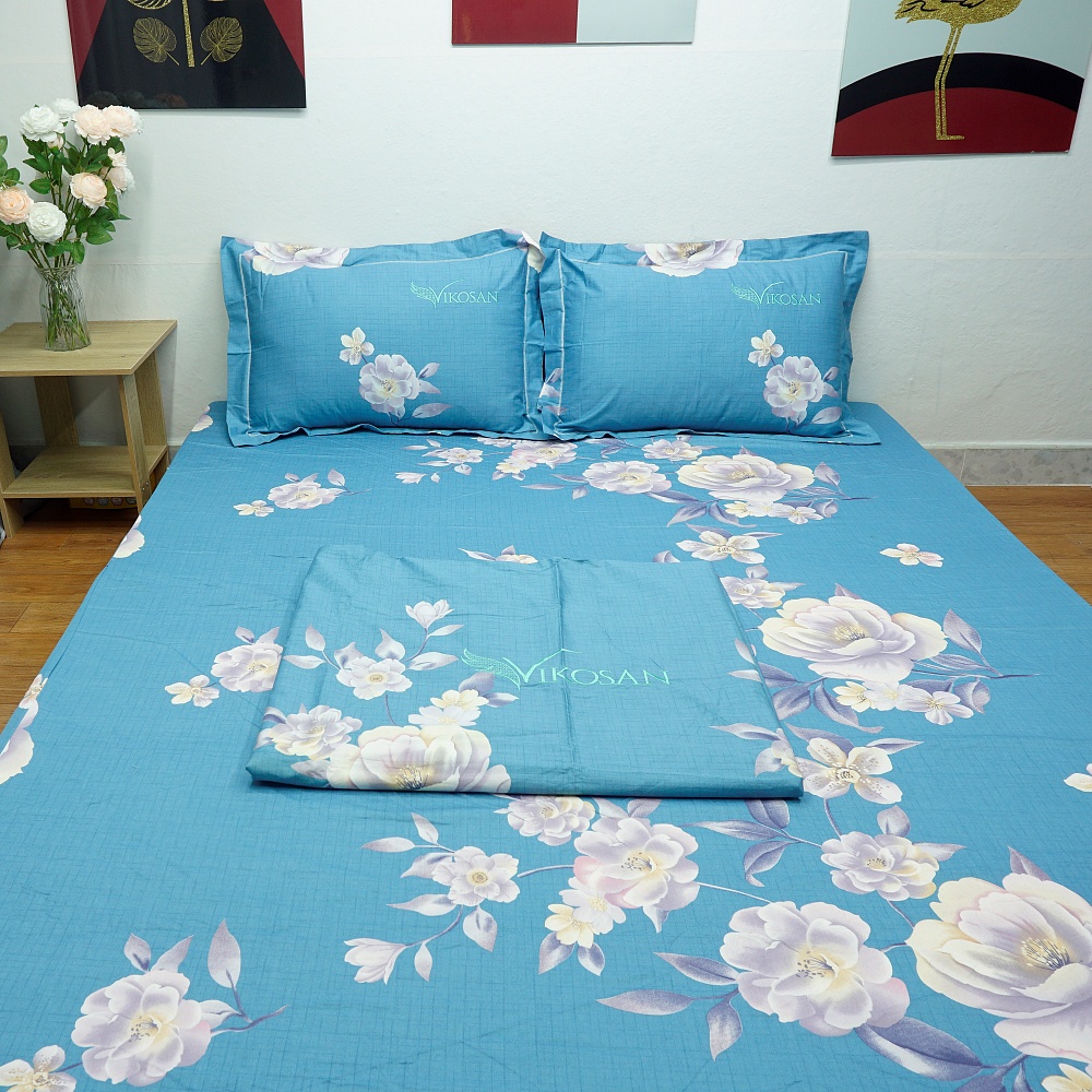 (SALE 65%) drap + vỏ chăn VIKOSAN SENSY cao cấp cotton ảnh thật tự chụp