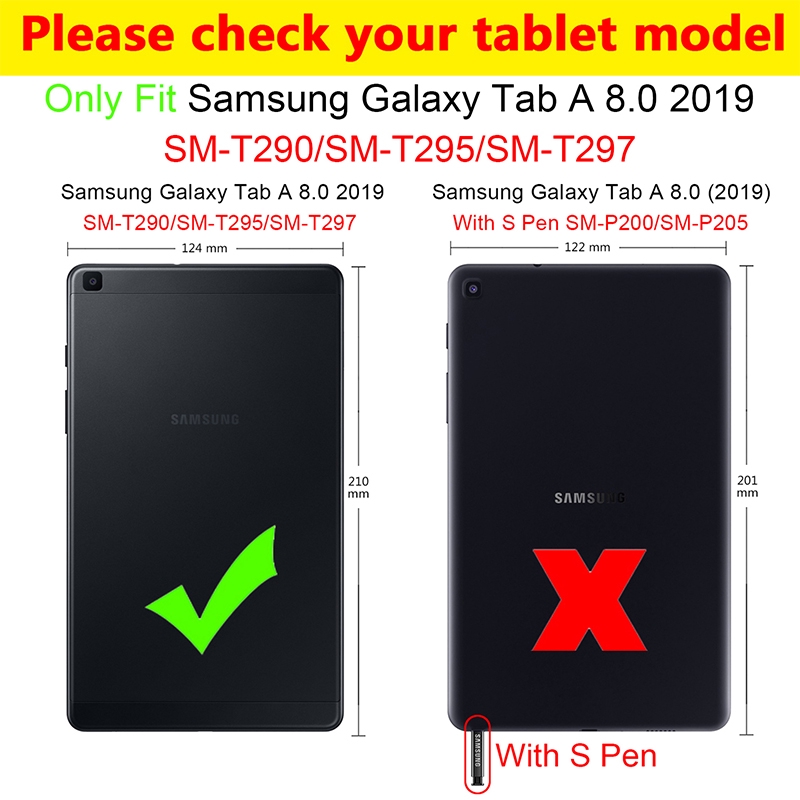 Bao da ipad nắp lật cho Samsung Galaxy Tab A 8.0 2019 T290 T295 360