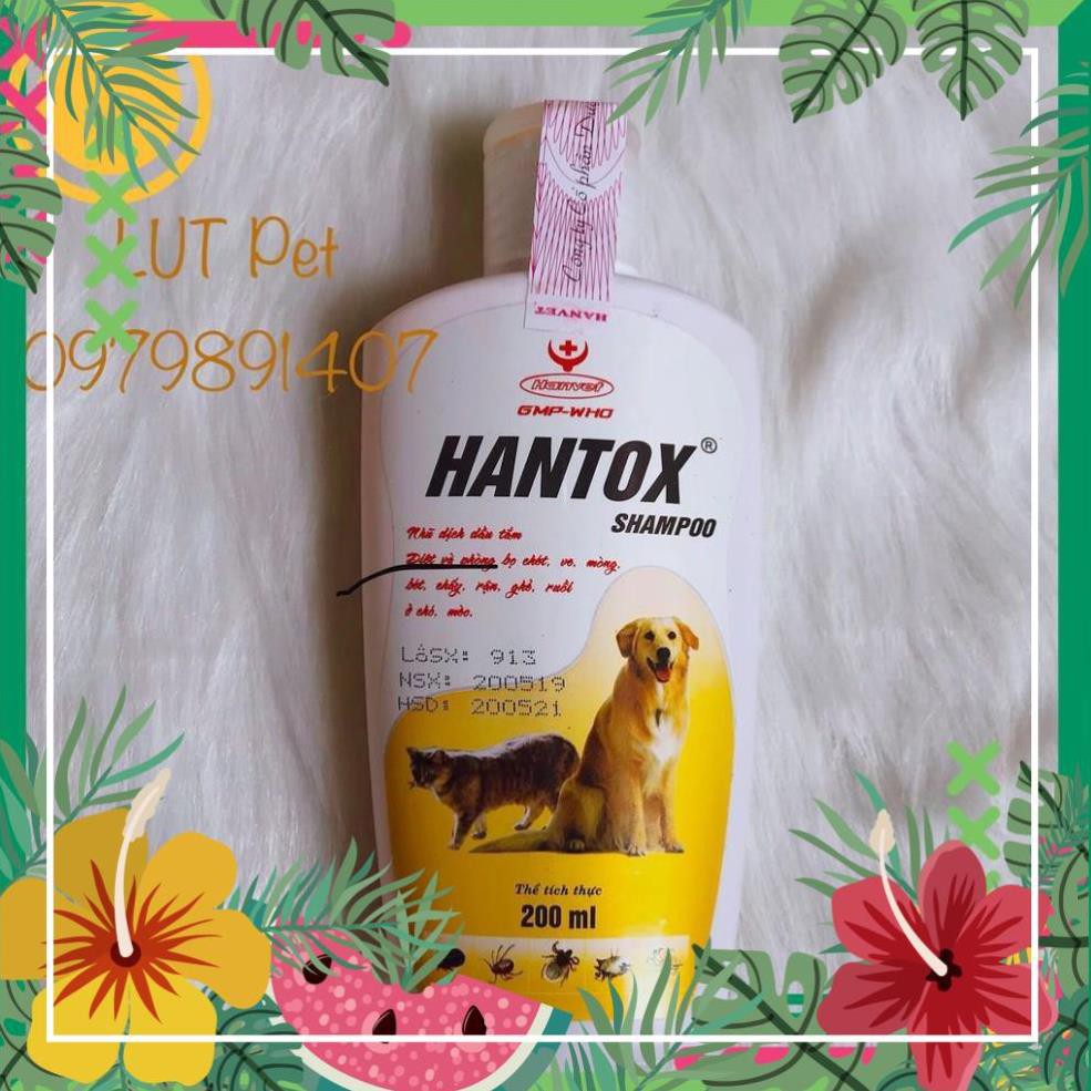 HÀNG CÓ SẴN SLL1 Sữa tắm hantox shampoo diệt ve rận bọ chét ghẻ chó mèo - dầu tắm diệt khuẩn ngoài da mèo cún con