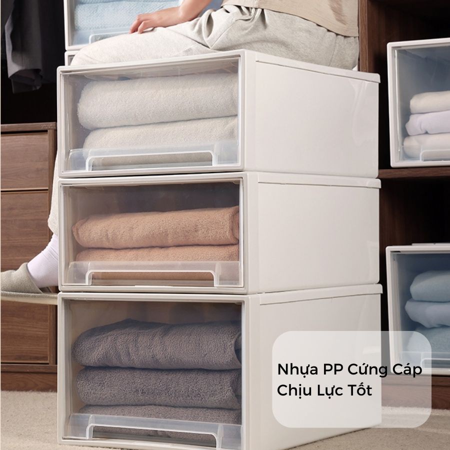 [Size Nhỏ] Hộp Ngăn Kéo Đựng Quần Áo, Đồ Dùng Cá Nhân Trong Suốt Phong Cách Nhật Bản Q006