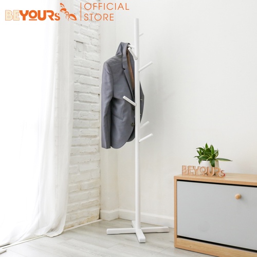 Cây treo quần áo BEYOURs Standing Hanger gỗ cao su tự nhiên, treo nhiều đồ, chịu lực tốt (3 màu: trắng, đen, gỗ)
