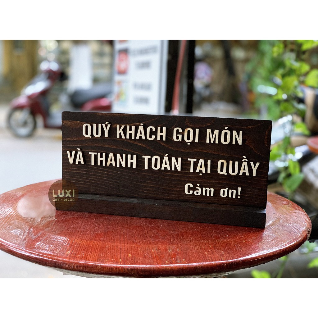 Bảng gỗ gọi món tại quầy order here LUXI DECOR