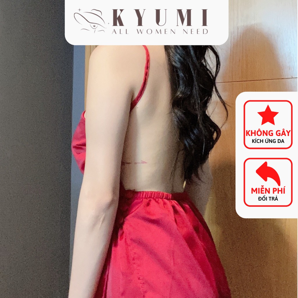 Đồ ngủ sexy đồ ngủ 2 dây áo form dài có mút ngực KYUMI OFFICIAL, chất liệu lụa satin, freesize 40-60kg tùy chiều cao 025 | BigBuy360 - bigbuy360.vn