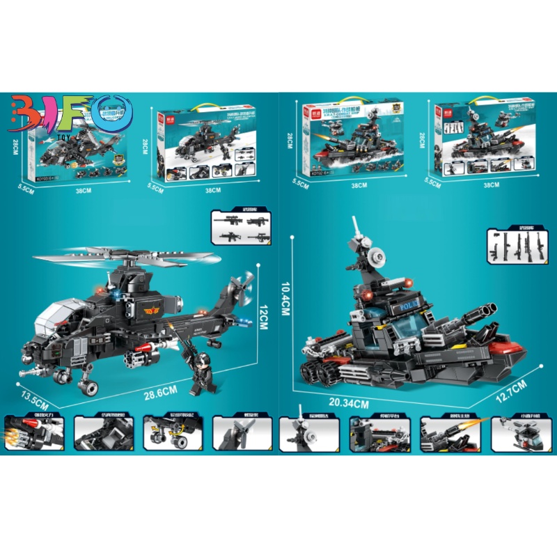 Bộ đồ chơi lắp ráp xe Cảnh Sát đội đặc nhiệm SWAT lắp ghép mô hình Robot và Máy Bay