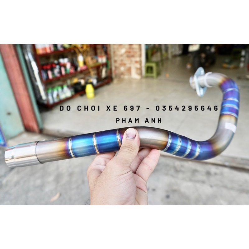 Cổ pô titan Exciter 150 2016-2021 gắn khớp nối pô zin