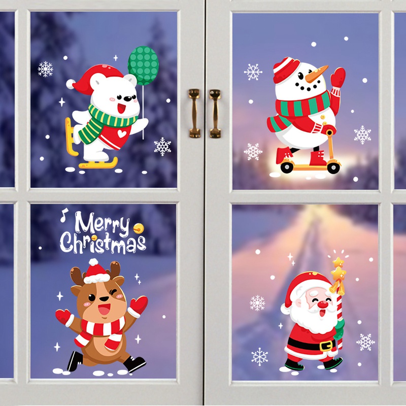Sticker Dán Cửa Kính Trang Trí Giáng Sinh Năm Mới 2022