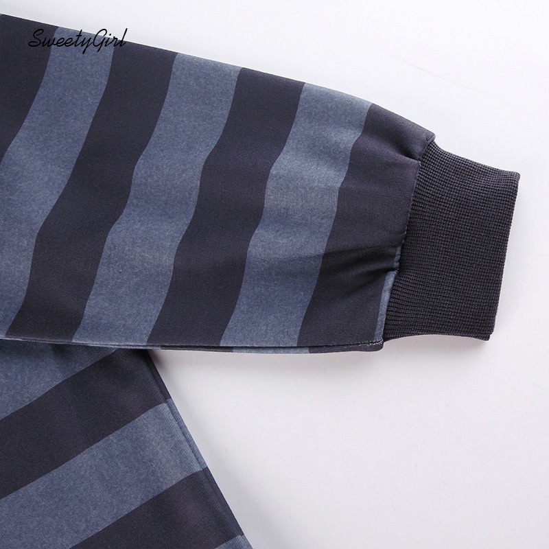 Áo Thun Tay Dài Cổ Tròn Họa Tiết Kẻ Sọc Thời Trang Dành Cho Nữ