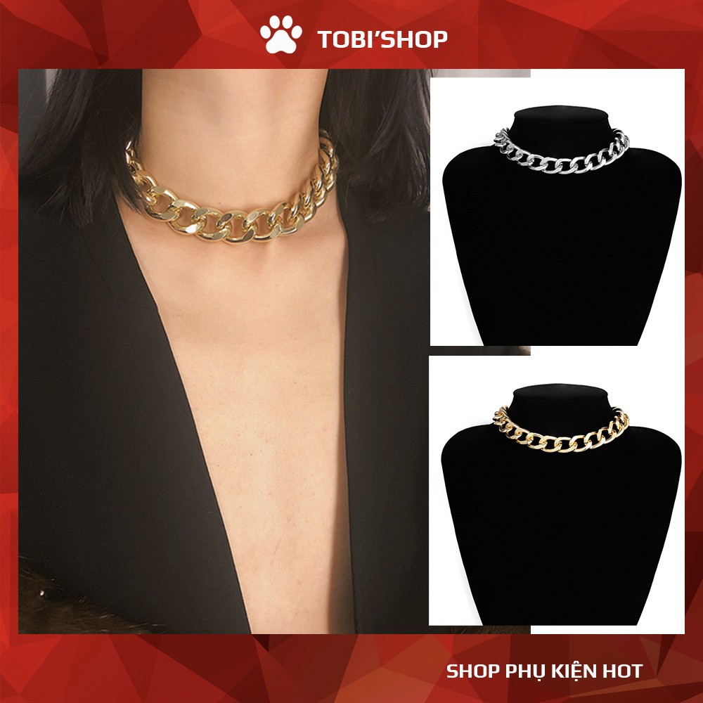 Vòng cổ nữ xích bản to TOBI STORE chocker xích vàng to NO SKU 39