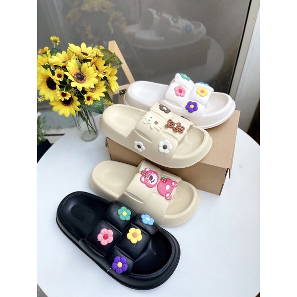 Dép nữ Bản Hoa Đế Bánh Mì Hàng Quảng Châu Đi Bền Siêu Đẹp