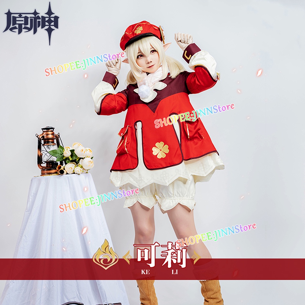 Set trang phục hóa trang anime Genshin Impact Klee phong cách Trung Hoa thời trang/ Tóc giả/ Ba lô và búp bê