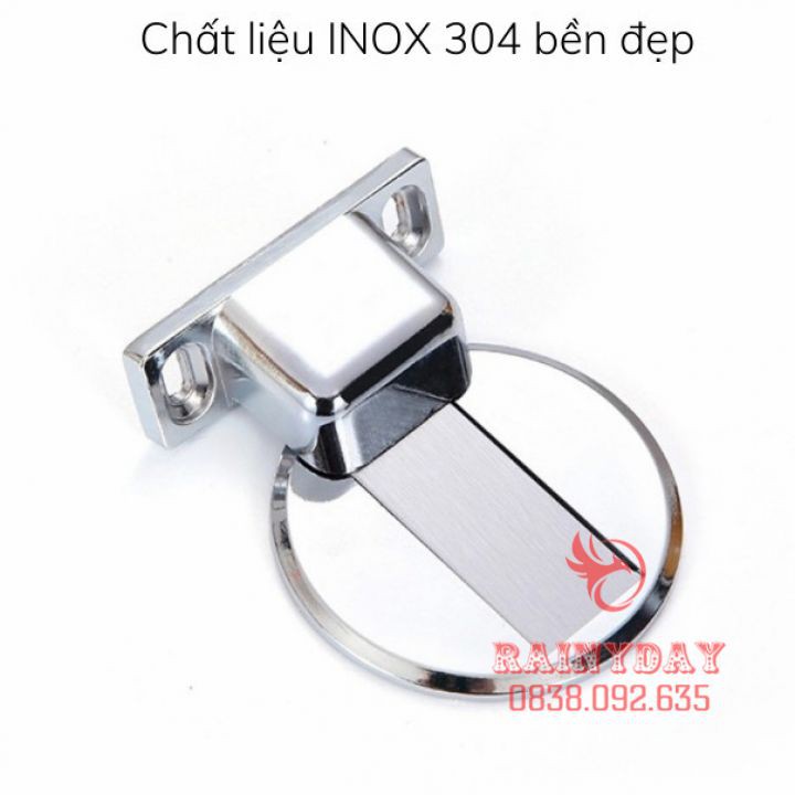 Bộ chặn hít cửa nam châm thông minh chống va đập inox 304 đế mỏng dán sàn như vô hình kèm 3M ốc vít. Axin