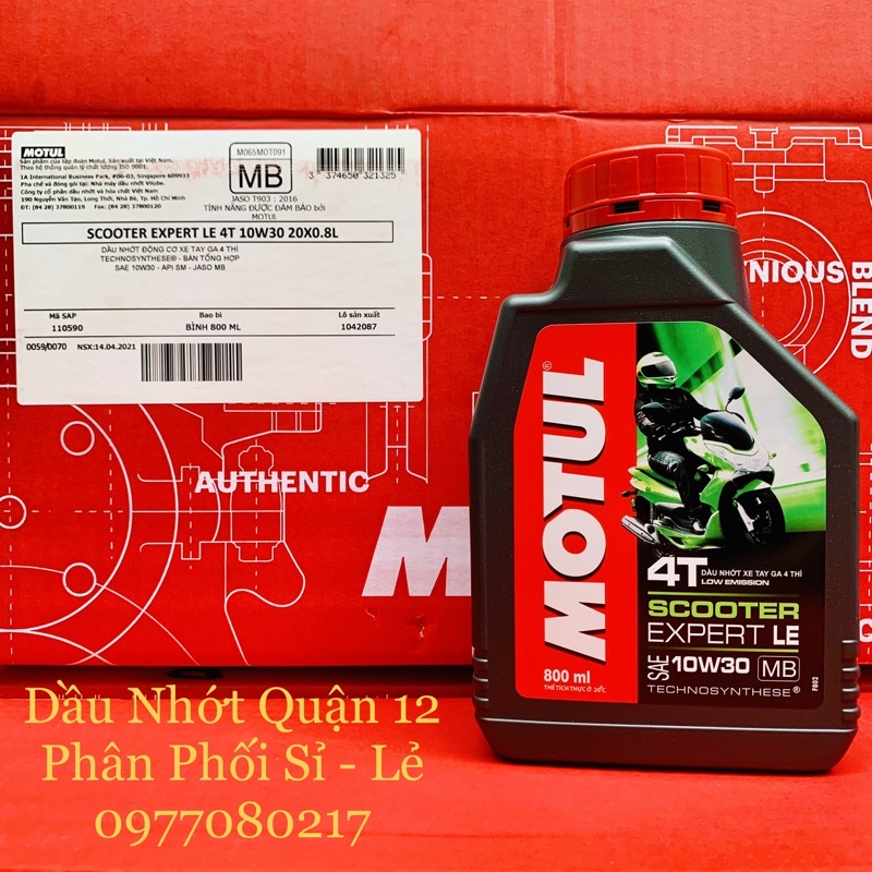 Nhớt Xe Tay Ga Motul Scooter Expert LE 10W-30 Và 10W-40 800ML - Sản Phẩm Của Motul Việt Nam