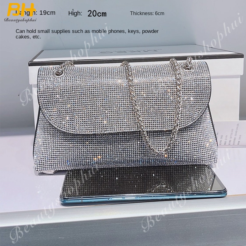 Túi Xách Đính Đá Phối Dây Xích Thời Trang 2022 Dành Cho Nữ