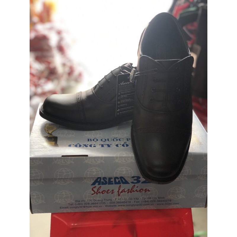 Giày da nam công sở cao cấp không dây mũi ngắn Aseco 32