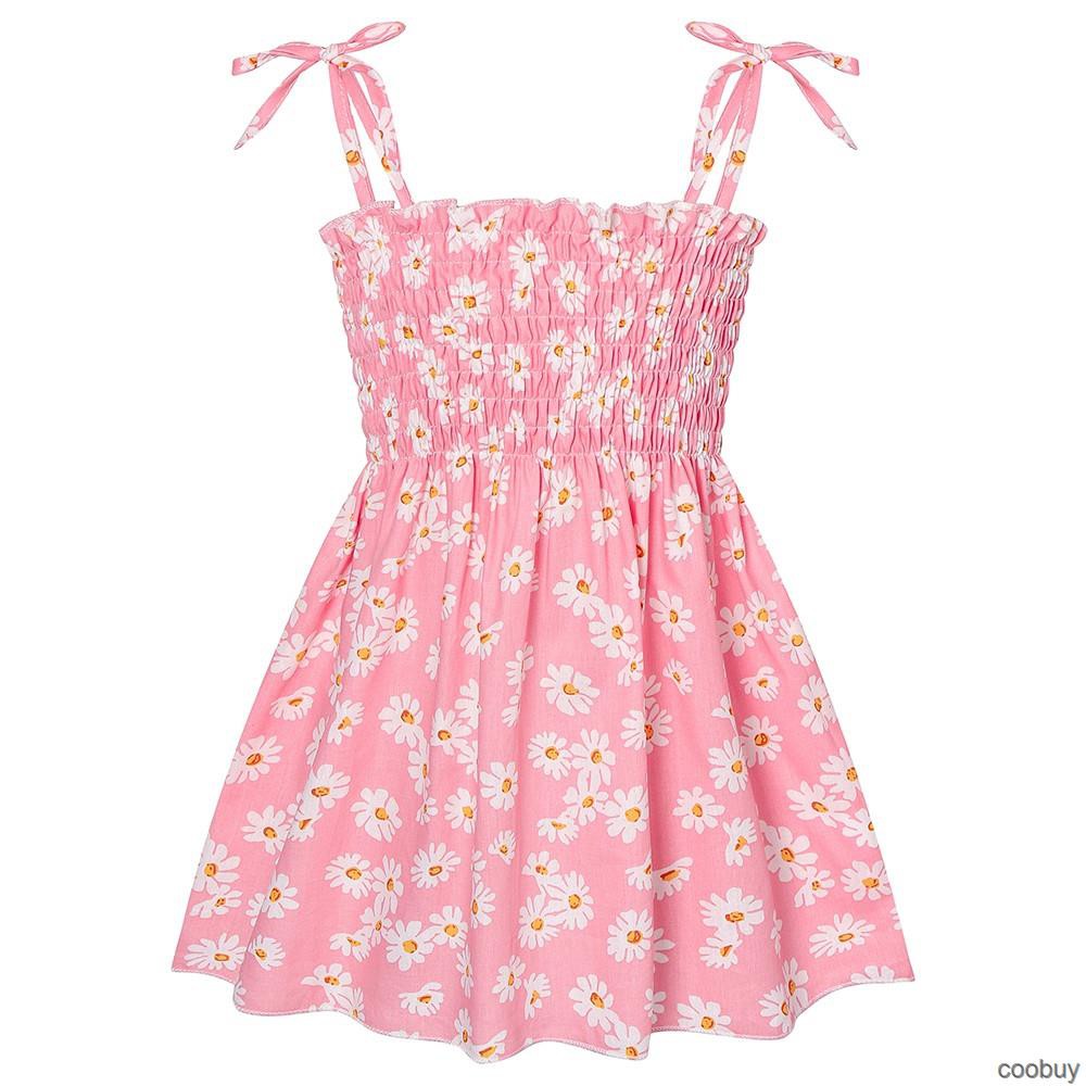 Đầm dành cho bé gái thiết kế hai dây họa tiết hoa xinh xắn