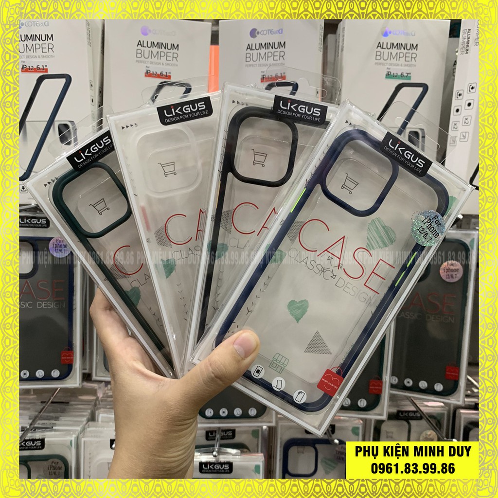 Ốp LIKGUS lưng trong viền màu chống sock, chống ố màu cho Iphone 12 Mini, 12 Pro, 12 Pro Max, 11, 11 Pro và 11 Pro Max