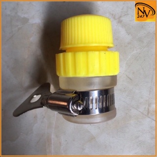 Đầu nối nhanh vòi gạt với ống mềm sẵn đai xiết. Đầu nối ống mềm máy rửa xe.