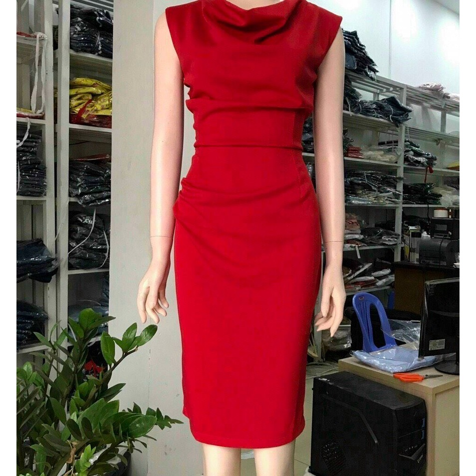 ĐẦM ÔM BODY CỔ ĐỖ SANG TRỌNG, MÀU ĐỎ TƯƠI TẮN, DIỆN TIỆC, LỄ TẾT ĐỀU ĐỆP