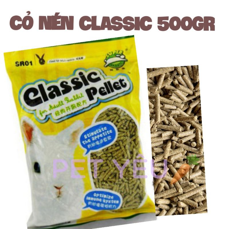 cỏ nén CLASSIC PELLET 500gr với thành.phần cỏ khô alfa cỏ.timothy thức ăn dành cho mọi bé thỏ❤❤