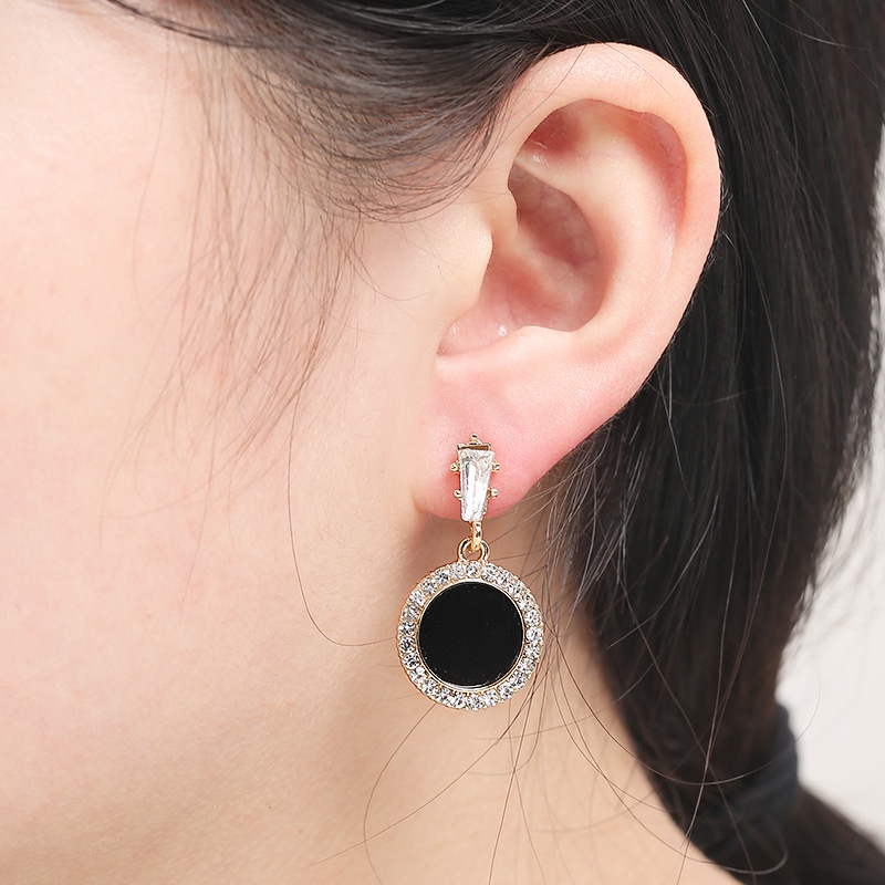 Bông tai mạ bạc 925 kiểu hình học siêu lấp lánh phong cách Hàn Quốc