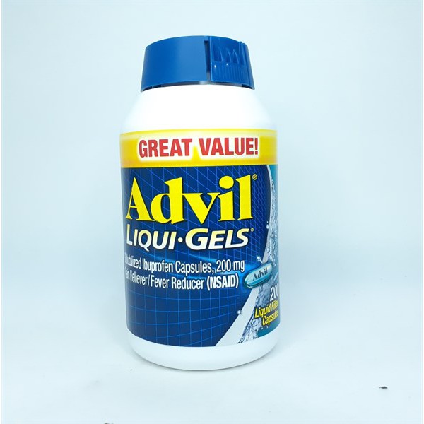 Vỏ hộp để đựng Viên Uống Giảm Đau Advil Liqui Gels 200mg 200 viên