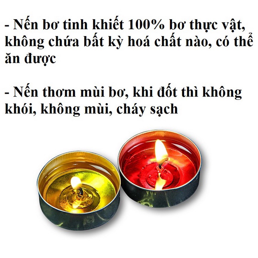 Nến Bơ Viên Loại 2h-4h-8h-12h  Bơ Vàng Và Đỏ