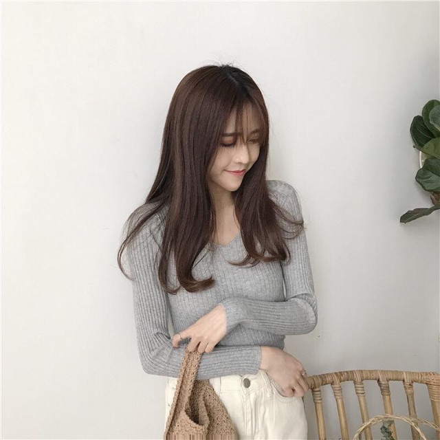 Áo len gân cổ tim | BigBuy360 - bigbuy360.vn