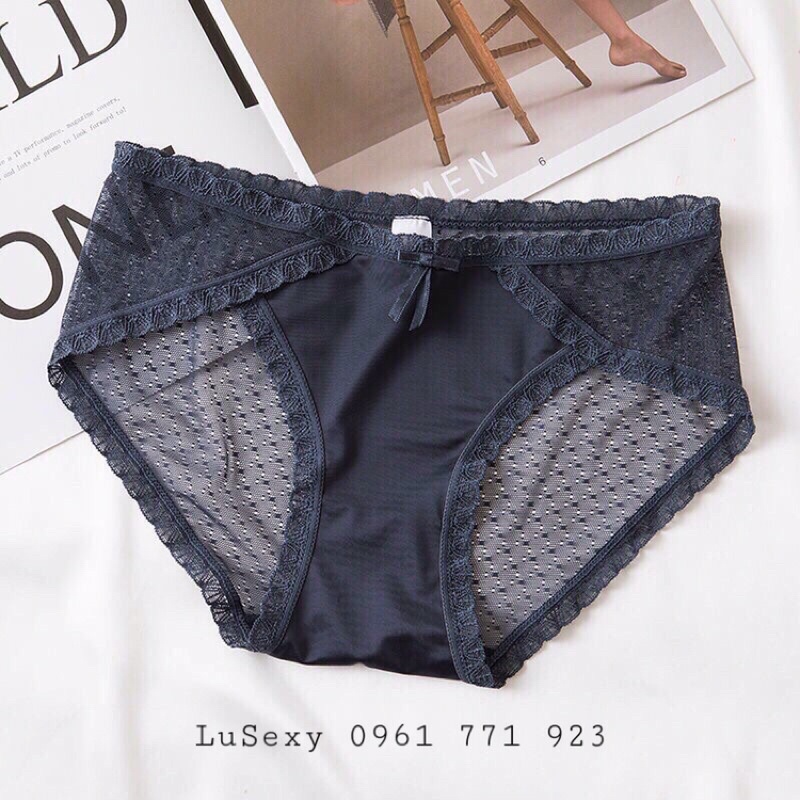 QUẦN LÓT NỮ SEXY CAO CẤP - Quần lót ren phối lụa sang chảnh màu hồng, đen, nâu, xám | BigBuy360 - bigbuy360.vn