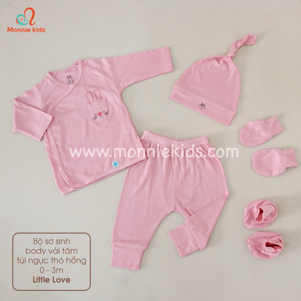 Bộ cài lệch Lil Little Love chất liệu vải tăm túi ngực 0-3/3-6M - Monnie Kids