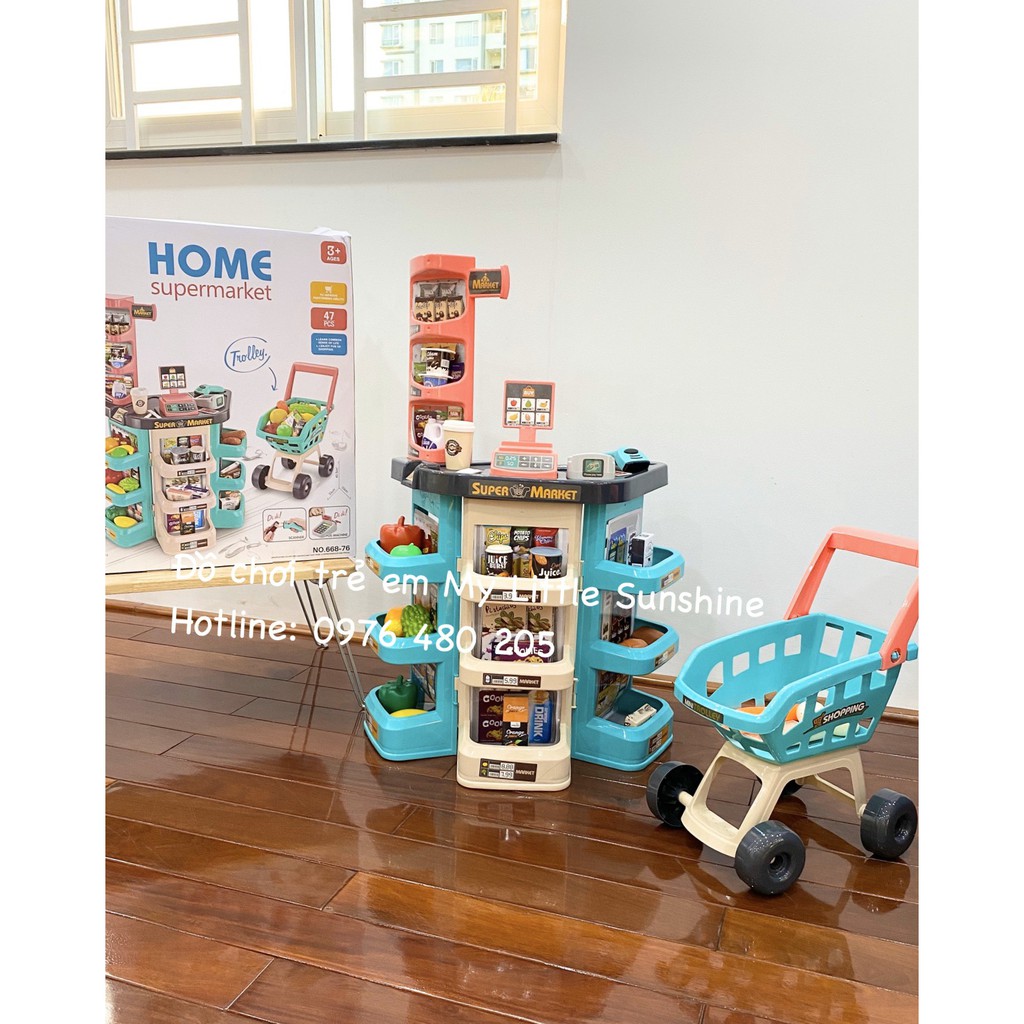 Đồ chơi quầy siêu thị có xe đẩy 47 chi tiết cho Bé
