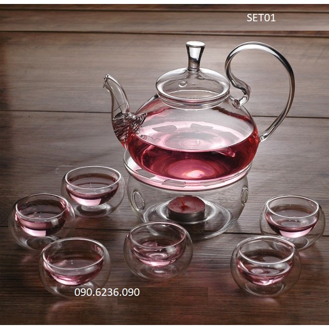 [SIÊU GIẢM GIÁ] Bộ ấm chén thủy tinh SET01