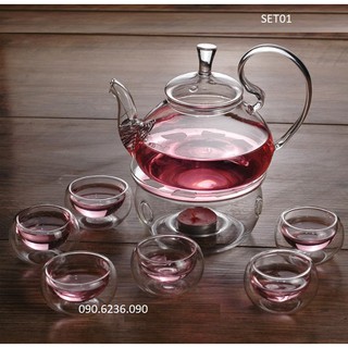 [SIÊU GIẢM GIÁ] Bộ ấm chén thủy tinh SET01