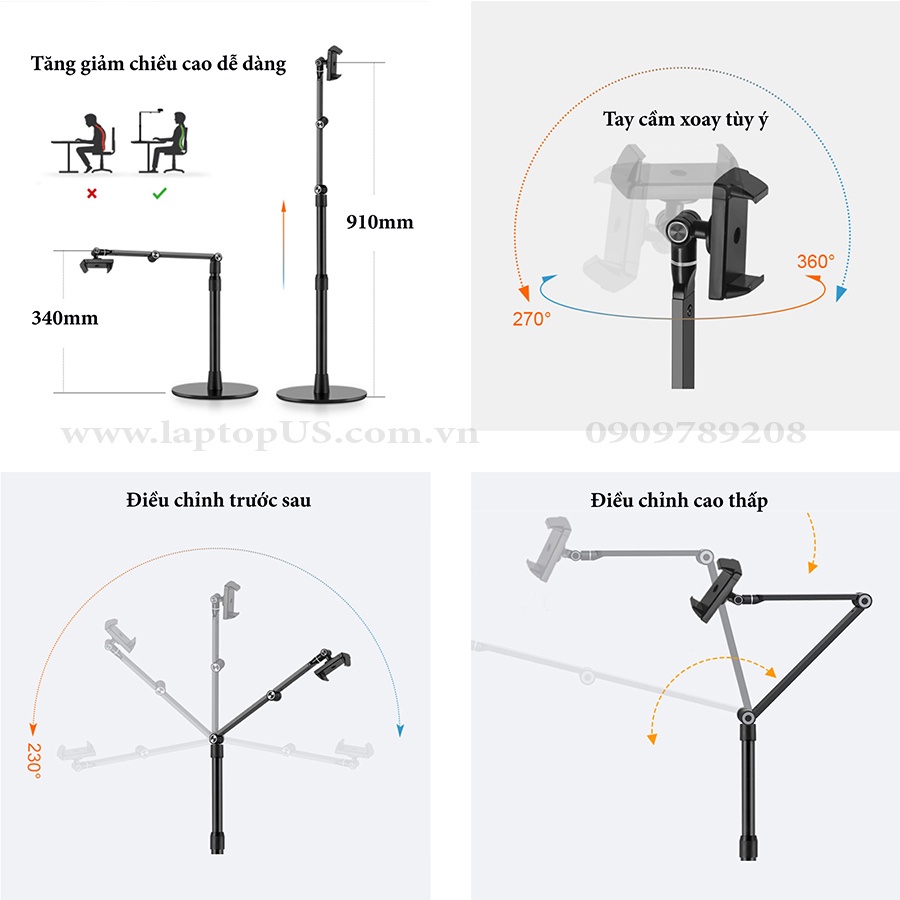 Giá Đỡ Ipad Điện Thoại Dòng Cao Cấp Chuyên Nghiệp (4P)