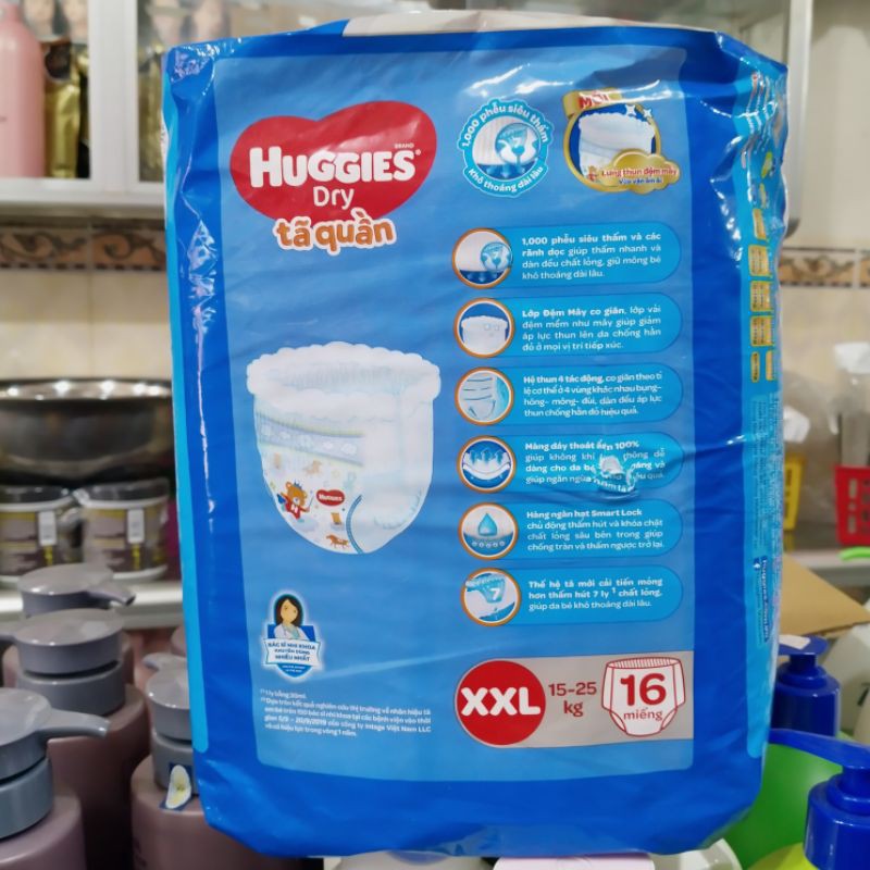 Tã quần em bé Huggies Dry size XXL (16 miếng/gói).