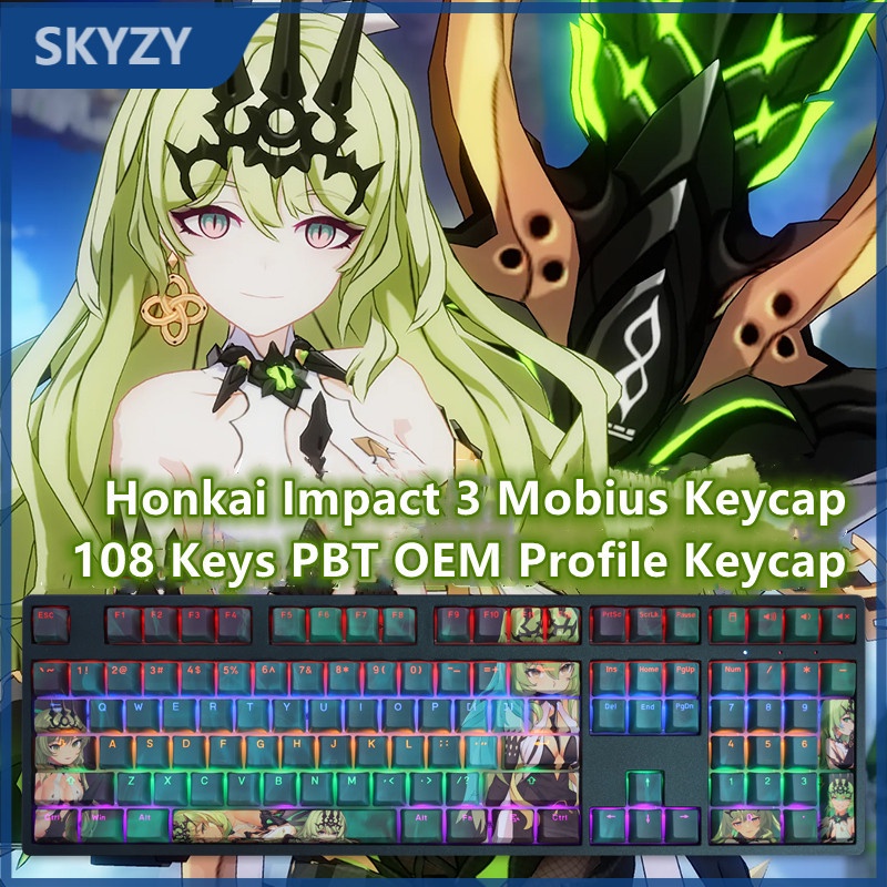 Mobius Keycap Cấu hình Cherry Honkai Impact 3 Anime PBT DYE-SUB Bàn phím cơ học Keycaps