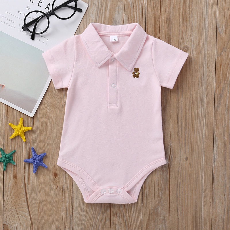 Bộ Áo Liền Quần Bằng Cotton Tay Ngắn Dành Cho Bé Trai 0-12 Tháng Tuổi