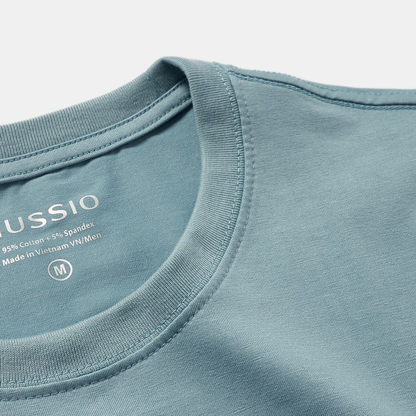 Áo thun nam trơn HUSSIO cotton co giãn dáng suông | BigBuy360 - bigbuy360.vn