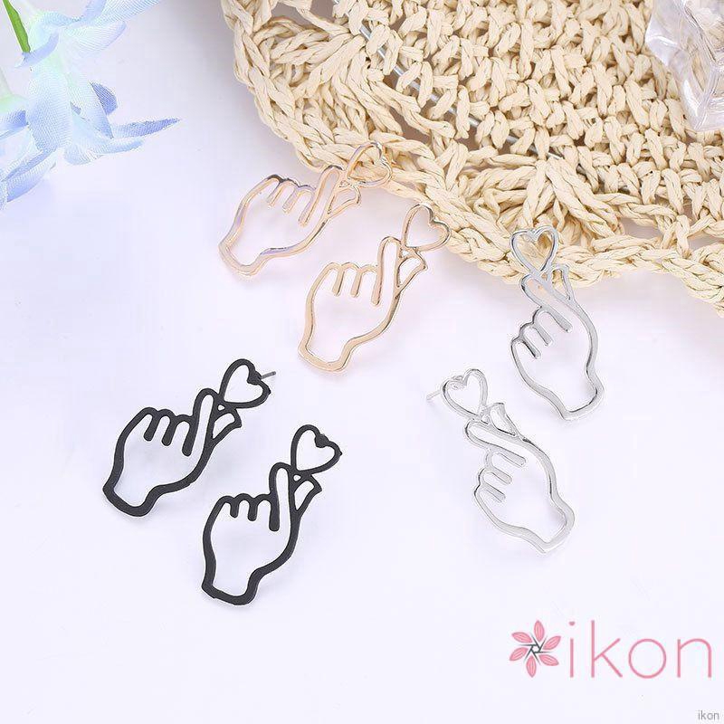 Hoa tai kim loại hình trái tim cho nữ