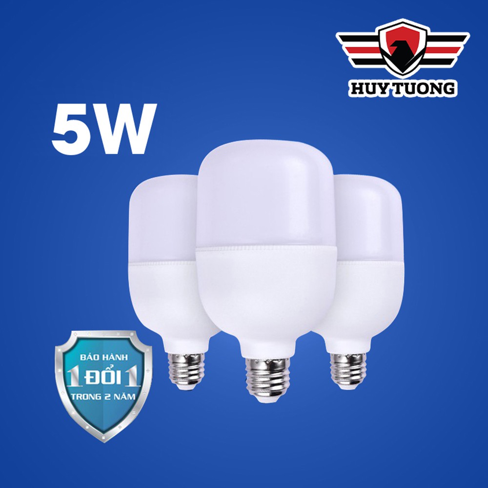 Bóng đèn Led Bulb siêu sáng, Bóng led bulb trụ nhựa ánh sáng trắng (5W-10W-15W-20W-30W-40W-50W) cao cấp - Huy Tưởng