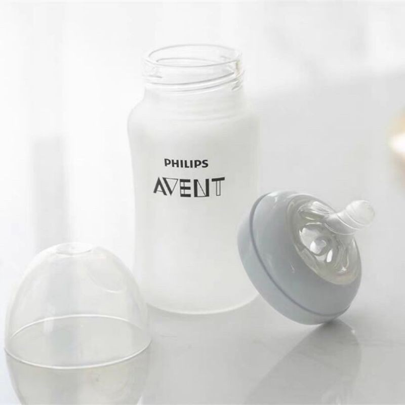 Bình sữa thủy tinh tráng silicon philips AVENT 125ml-240ml