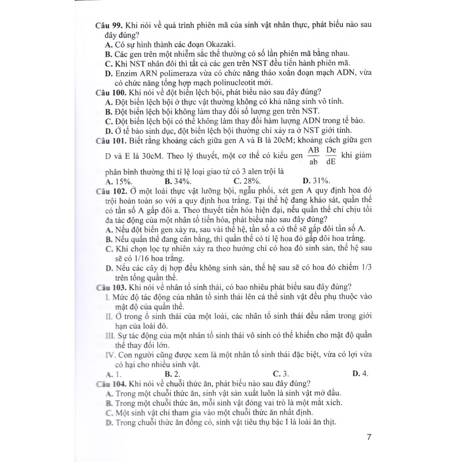 Sách - Bộ đề thi THPT Quốc Gia Sinh học (Chuẩn 40 câu) (Tái bản 4)