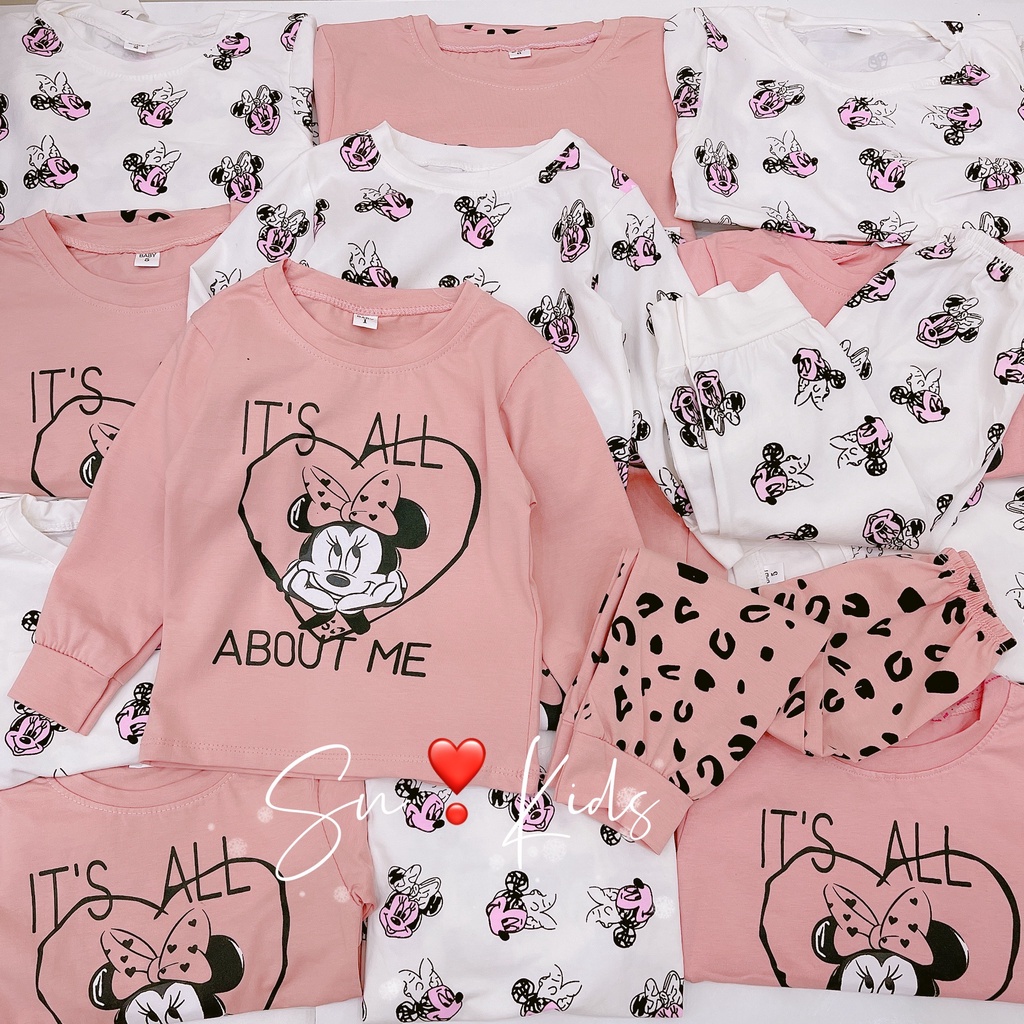 [SALE] Đồ bộ dài phiên bản Mickey chất cotton 2 màu cực đẹp thu đông bé trai bé gái (V500)