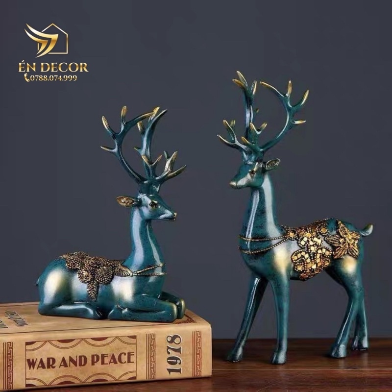 Đôi Hươu Xanh Tài Lộc, Trang Trí Phòng Khách, Trang Trí Phòng Ngủ, Én Decor