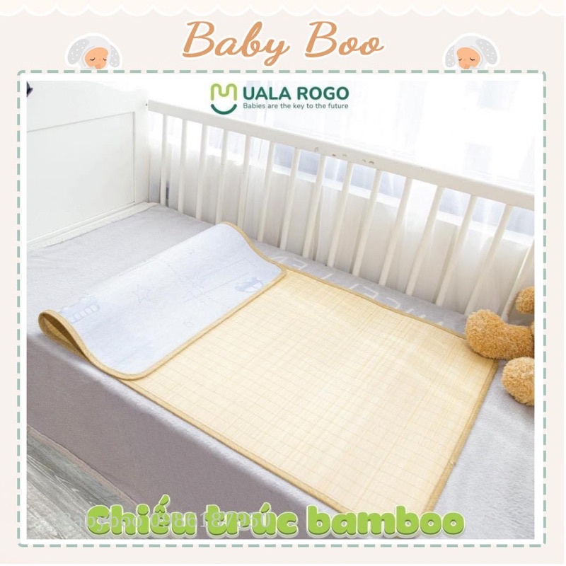 Chiếu trúc bamboo Uala Rogo tăm tre mịn sử dụng 2 mặt tăm tre và mặt vải tencel [ babyboo]