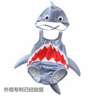 Bộ đồ bơi cá mập có đuôi và vây xám bao gồm mũ bơi siêu dễ thương