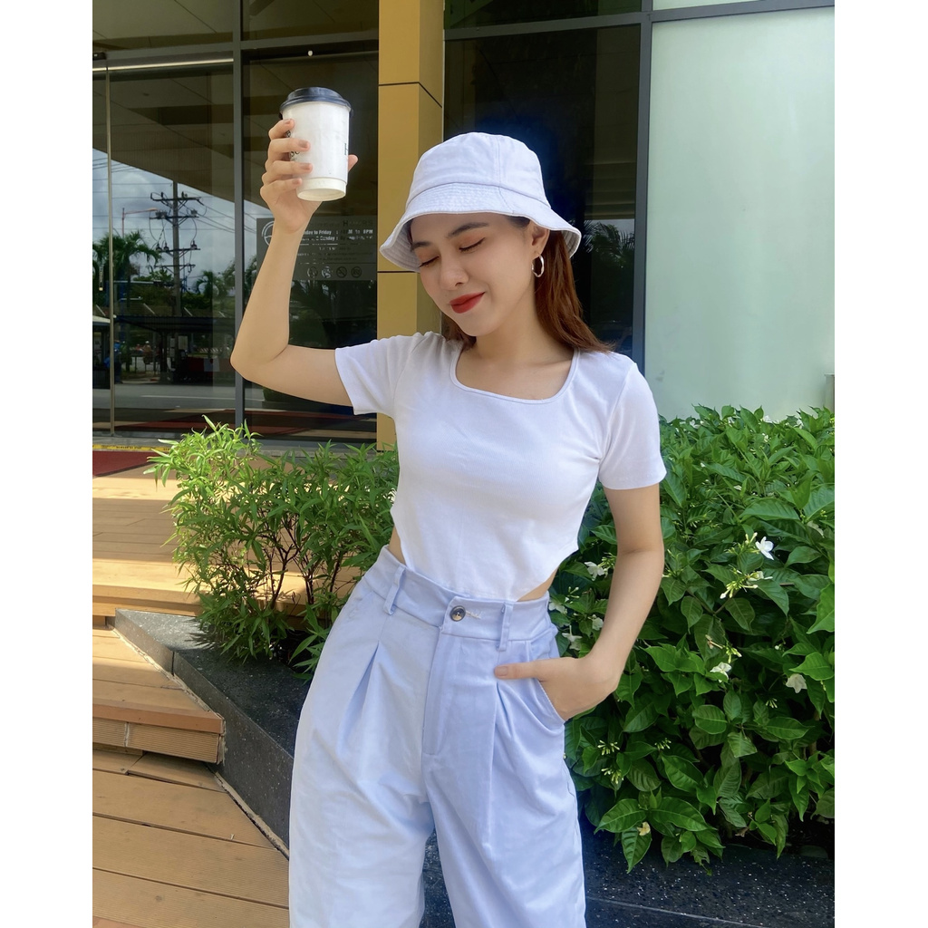 Áo Croptop cổ tròn Cut Out Thời Trang Hàn Quốc mẫu 408 | BigBuy360 - bigbuy360.vn