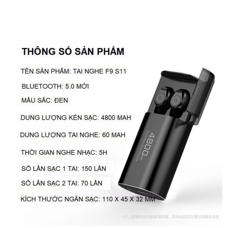 Tai nghe Bluetooth S11 bản Quốc tế, Tai Nghe không dây kiêm sạc dự phòng 4800mAh chống nước IPX5 Chống Ồn - Free Ship