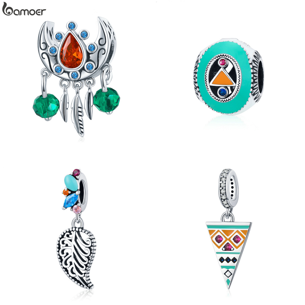 Phụ Kiện Bamoer BSC452 Bằng Bạc S925 100% Hình Mặt Trăng Dùng Làm Trang Sức Thời Trang DIY