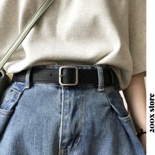 Thắt lưng nam nữ Ulzzang thời trang Hàn Quốc - Mặt vuông- bản 3.2cm - Da PU - Thoải mái - Giá tốt-TL012